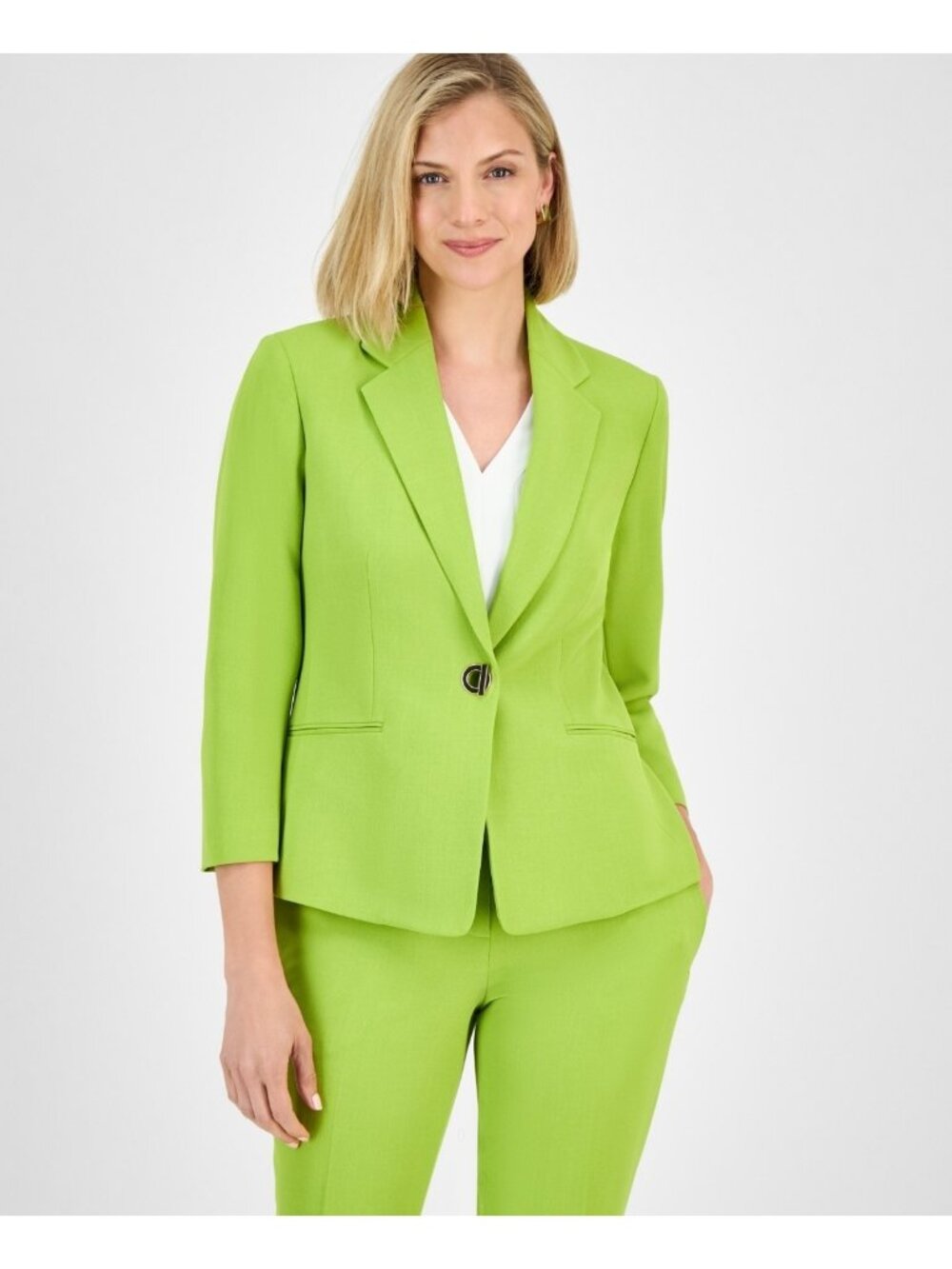 Kasper Women's Toggle Shoulder padding Polyester Jacket Green Petite Size 4 $119